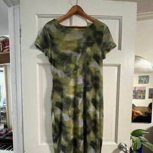 No Boundaries Y2K Mesh Green abstract shortsleave Dress